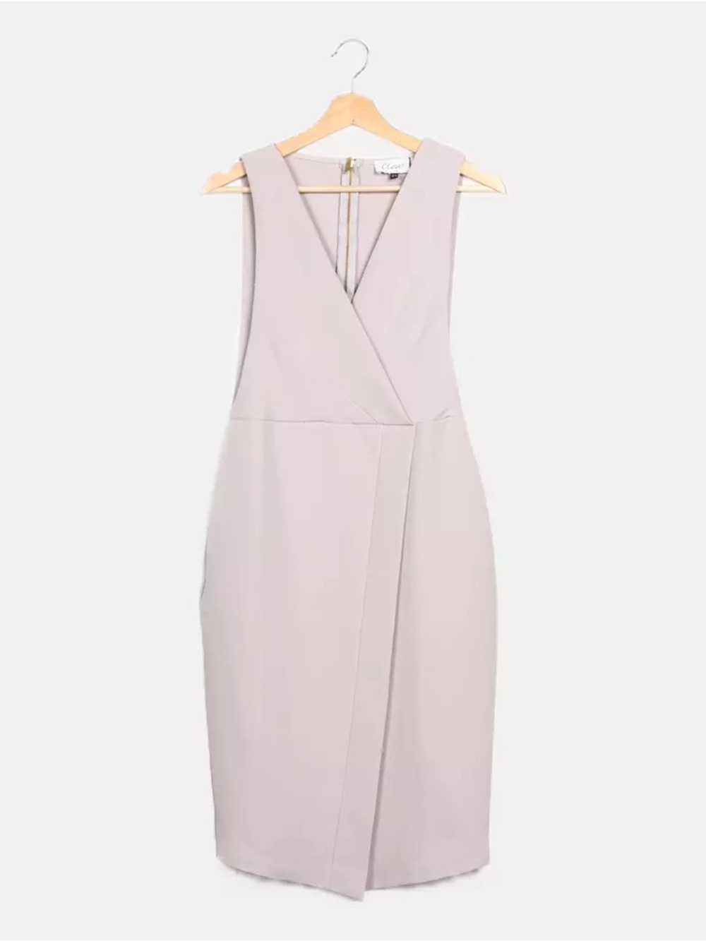 Sleeveless Wrap-Front Midi Dress in Light Taupe